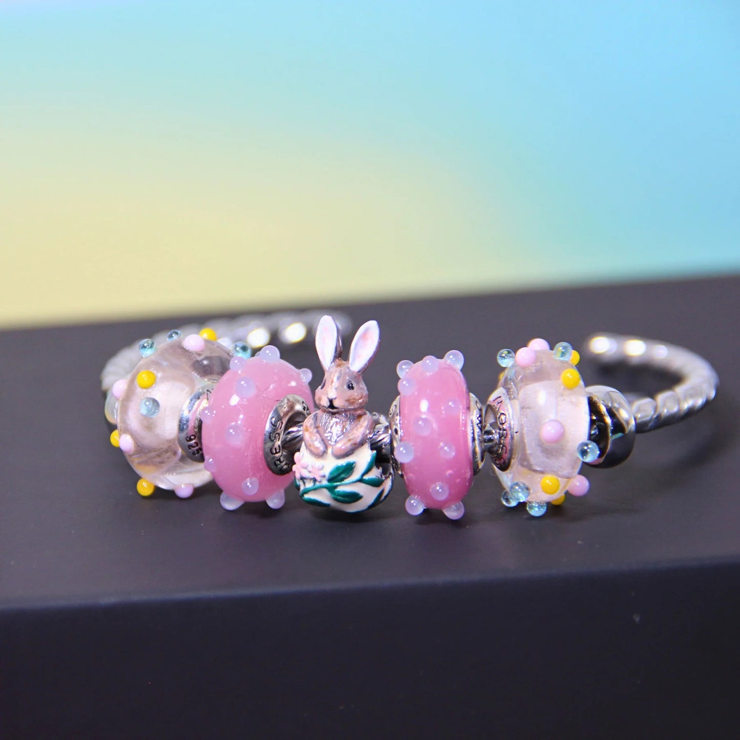 EASTER MURANO PASTEL PINK POLKA DOT
