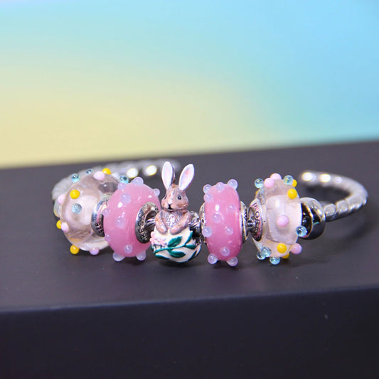 EASTER MURANO PASTEL PINK POLKA DOT