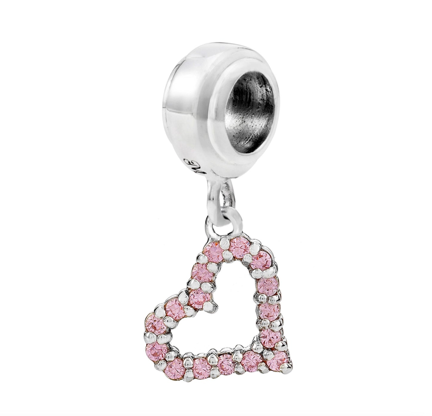 Pink Heart Sparkling Dangle Bead