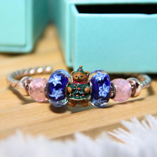 CHRISTMAS TEDDY BEAR CHARM BEAD