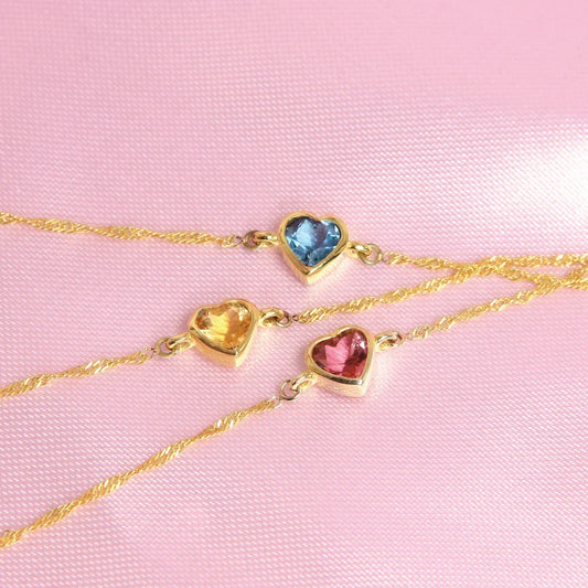HEART: SOLID 9K GOLD BRACELET Blue Topaz