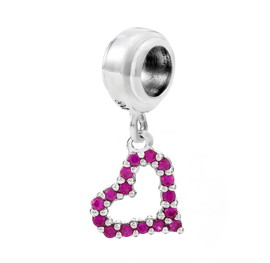 Red Heart Sparkling Dangle Bead